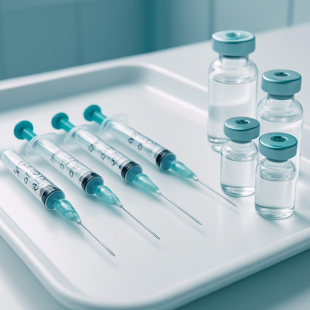 Medical vaccination syringes and vials